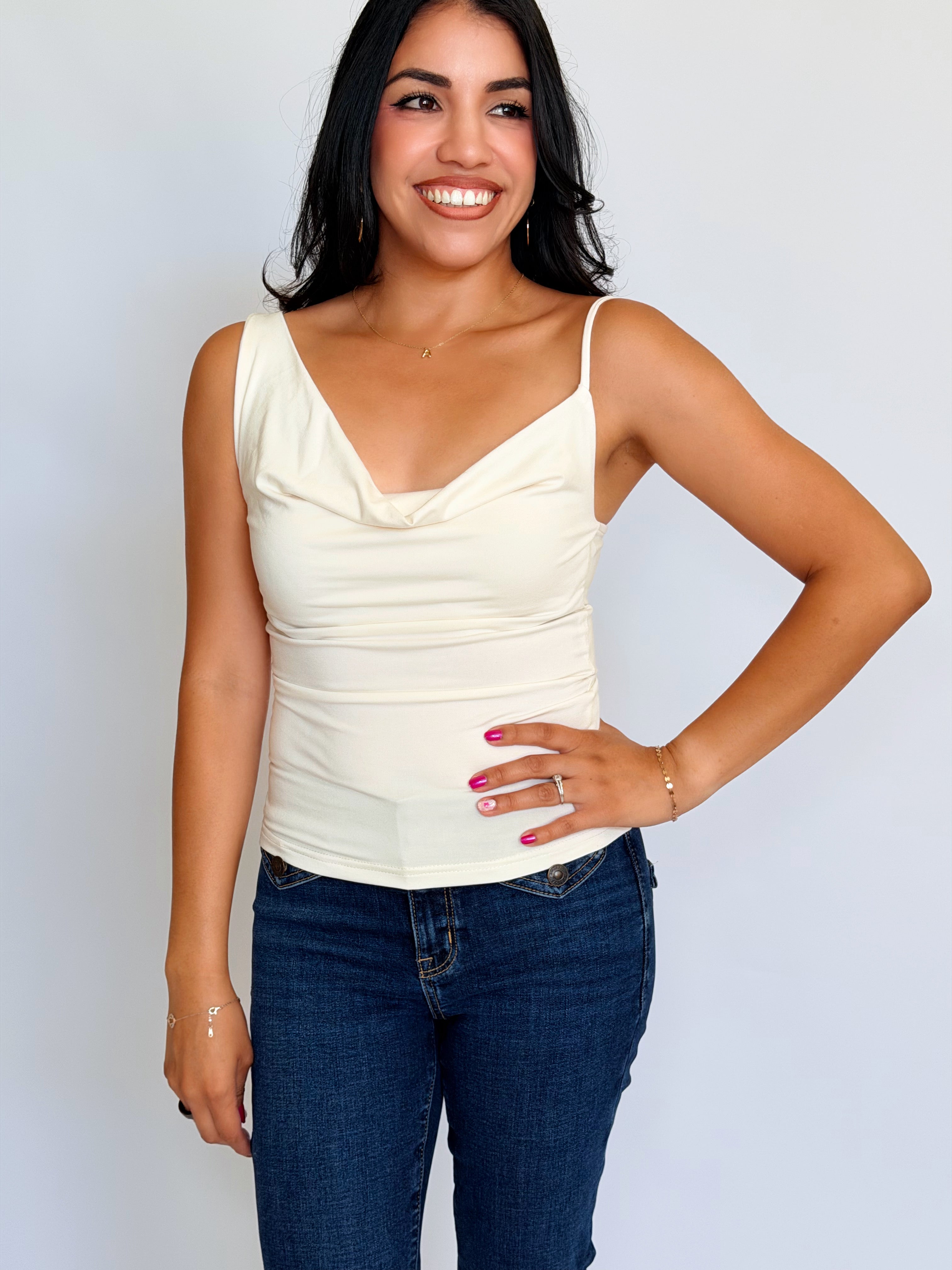 Cream Drape Top